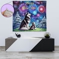 thumbnail image 4 of Happy New Year Siberian Husky Family Cheer Winter Midnight Firework Tapestry Husky Dog Lover Gifts Wall Hanging Backdrop Home Decor - 02025, 4 of 5