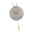 thumbnail image 2 of Reloj de Pared de Madera Silencioso Perfecl Estatua de Cabeza de Ciervo Gris Reloj de pared de péndulo, 2 of 8