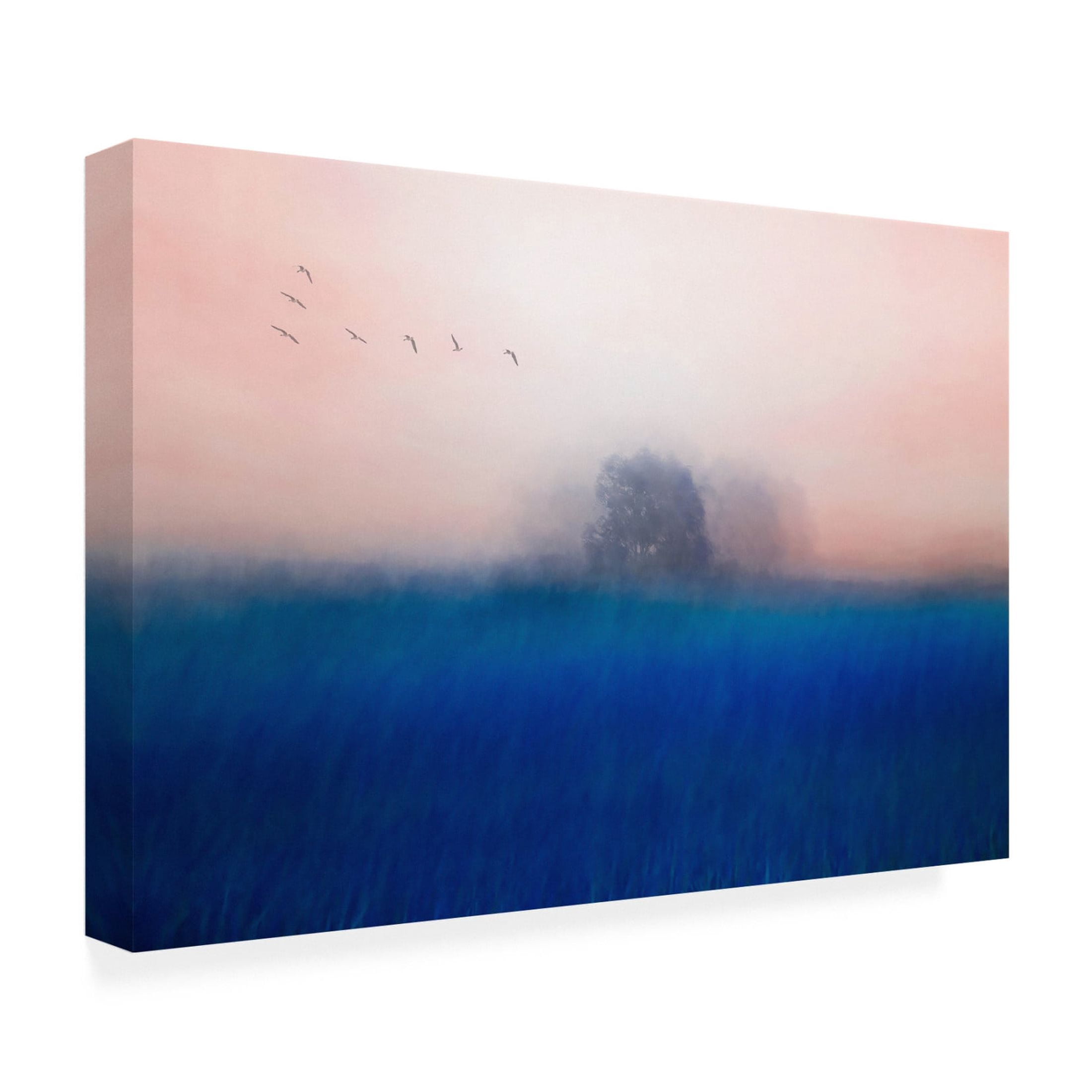 Canvas Wall Art - Chung Gook 'The Tree On The Blue' Wall Art for Living Room, Bedroom, or Office D?cor by Trademark Fine Art - 32 x 22 Inches