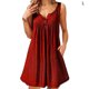 thumbnail image 1 of Vestido de mujer Chaleco con botones plisados ​​Camiseta Vestido sin mangas con bolsillo informal, Rojo vino, L kenally AP002060-18, 1 of 6