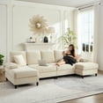 thumbnail image 6 of Mjkone U-Shaped Sectional Sofa, 4 Seats Corduroy Couch with Double Chaise for Living Room - Beige, 6 of 7