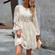 thumbnail image 1 of Vestido De Mujer Mini vestido femenino Casual Jacquard cómodo cuello redondo fiesta Clubwear traje de calle Cgtredaw Beis S para Mujer, 1 of 1