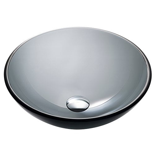 Kraus GV-104-14 Clear Black 14 inch Glass Vessel Bathroom Sink