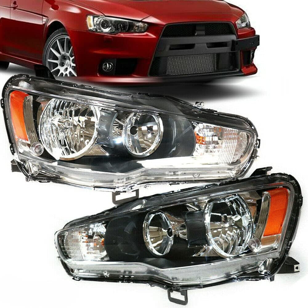 DENEST Headlights Assembly Headlamps for Mitsubishi Lancer EVO X 2008