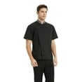 thumbnail image 2 of Toptie Unisex Black Short Sleeve Chef Coat Jacket with Gray Collar, 2 of 4