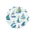 thumbnail image 2 of Dockside Single Placemat Quilted Round Nautical Coastal Sea Life Ocean, 17", 2 of 6