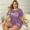 thumbnail image 2 of Eternatastic Plus Size Women's 2 Piece Pajama Set Short Sleeve Crew Neck Casual Loungewear Sleepwear Outfits 5XL Purple, 2 of 8