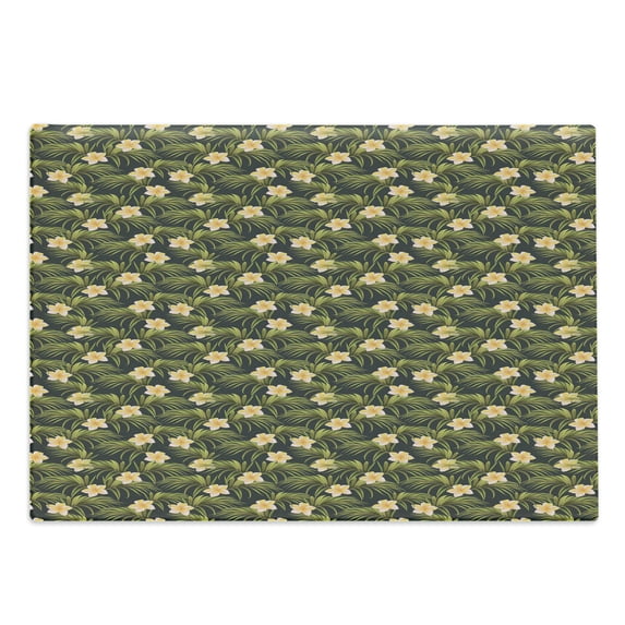 Floral Cutting Board, Composition of Palm Leaves and Tropical Flowers, Decorative Tempered Glass Cutting and Serving Board, in 3 Sizes, by Ambesonne