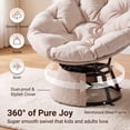 thumbnail image 5 of Dovov Papasan Chair, 360 Degree Swivel Papasan Accent Chair with Cushion, Oversized Ergonomic Chair Comfy Metal Round Swivel Chair Lounger for Living Room Bedroom Office, 440 Lbs Capacity, Beige, 5 of 10