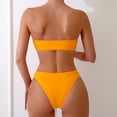 thumbnail image 3 of WREESH Womens Two Piece Swimsuit Bandeau Bikini Sets High Cut Bikini Solid New Fashion Split Swimsuit Casual Bikini Swimsuit Set Beach Bathing Suit Orange, 3 of 9