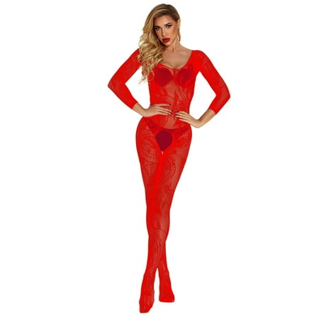 Yuhangmm Womens Transparent Pajamas Underwear Mesh Bodystockings Sexy Pajamas Underwear Women Satin Lingerie