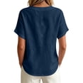 thumbnail image 4 of cocolona Summer V Neck Tops for Women Short Sleeve Grommet Eyelet Shirts Trendy Casual Solid Color Blouses, 4 of 7