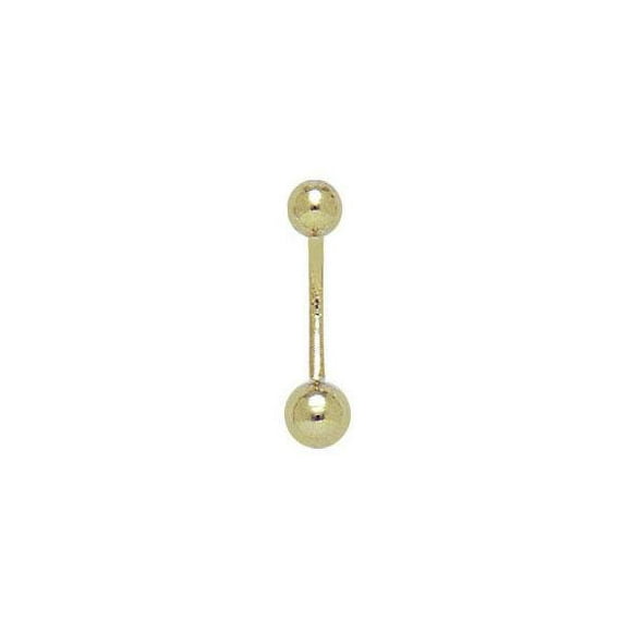 14K Solid Gold Belly Ring Curved Barbell 14G 10MM Navel Piercing Jewelry