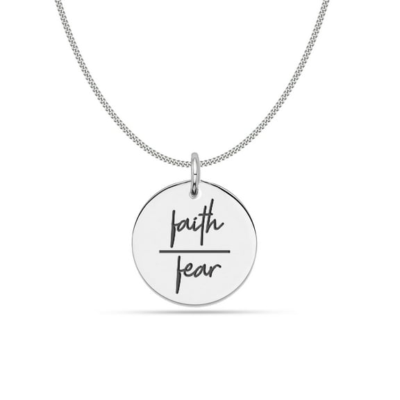 LeCalla 925 Sterling Silver Inspirational Engraved Round Pendant With Curb Chain Necklace Gifts for Women Teen 18"Inch