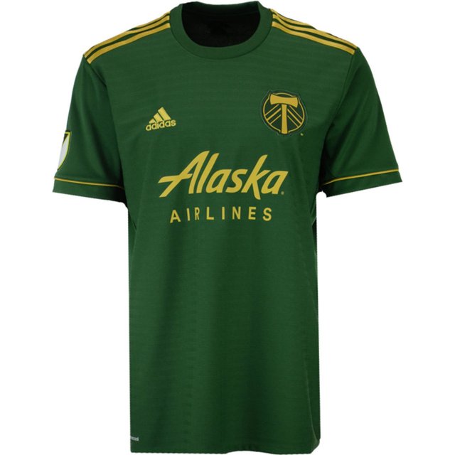 Adidas Mens Portland Timbers Jersey, greengold, L