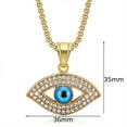 thumbnail image 3 of Hip Hop Iced Out Bling Blue Evil Eye Pendant 14K Yellow Gold Turkish Amulet Necklace for Women Men Party Jewelry Gift, 3 of 6