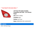 thumbnail image 2 of Left Inner Tail Light Assembly - Compatible with 2008 - 2013 Nissan Rogue 2009 2010 2011 2012, 2 of 2
