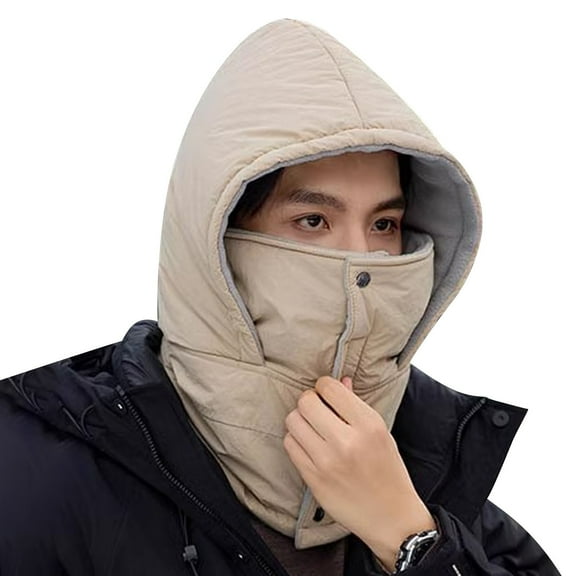 Riforla Hats for Men and Women The Same Type of Autumn and Winter Cycling Warm Bike Riding Face One Head Cover Bomber Hats Khaki