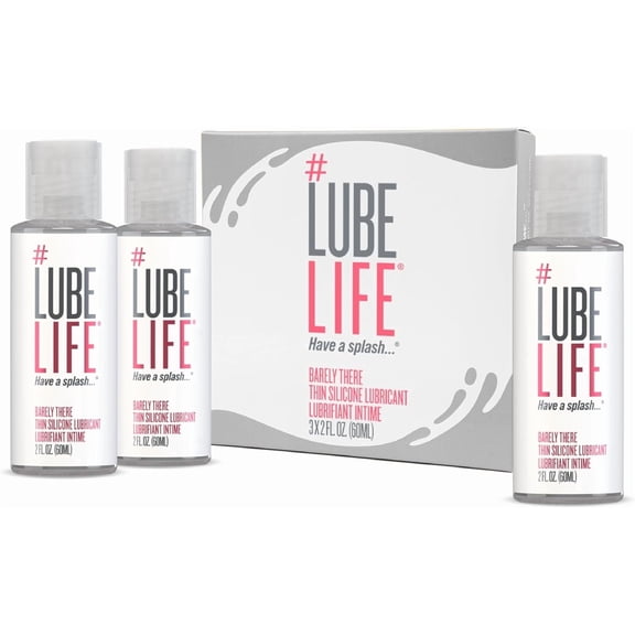 LubeLife Barely There Thin Silicone-Based Lubricant, Personal Lubricant for Men, Women and Couples, 2 oz, pack of 3