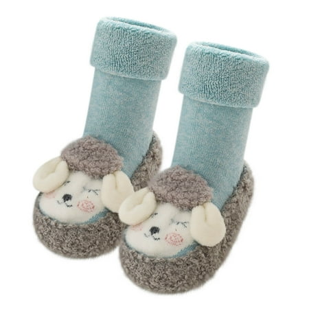 

Infant Baby Boy Girls Moccasins Toddlers Non-Skid Indoor Slipper Shoes Socks Booties with Grips