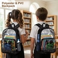 thumbnail image 4 of SEANATIVE PVC Clear Backpack for Kids Heavy Duty Transparent Bookbag See Through School Daypack Students Laptop Backpacks for Girls Boys, Floral Black Cat, 4 of 7