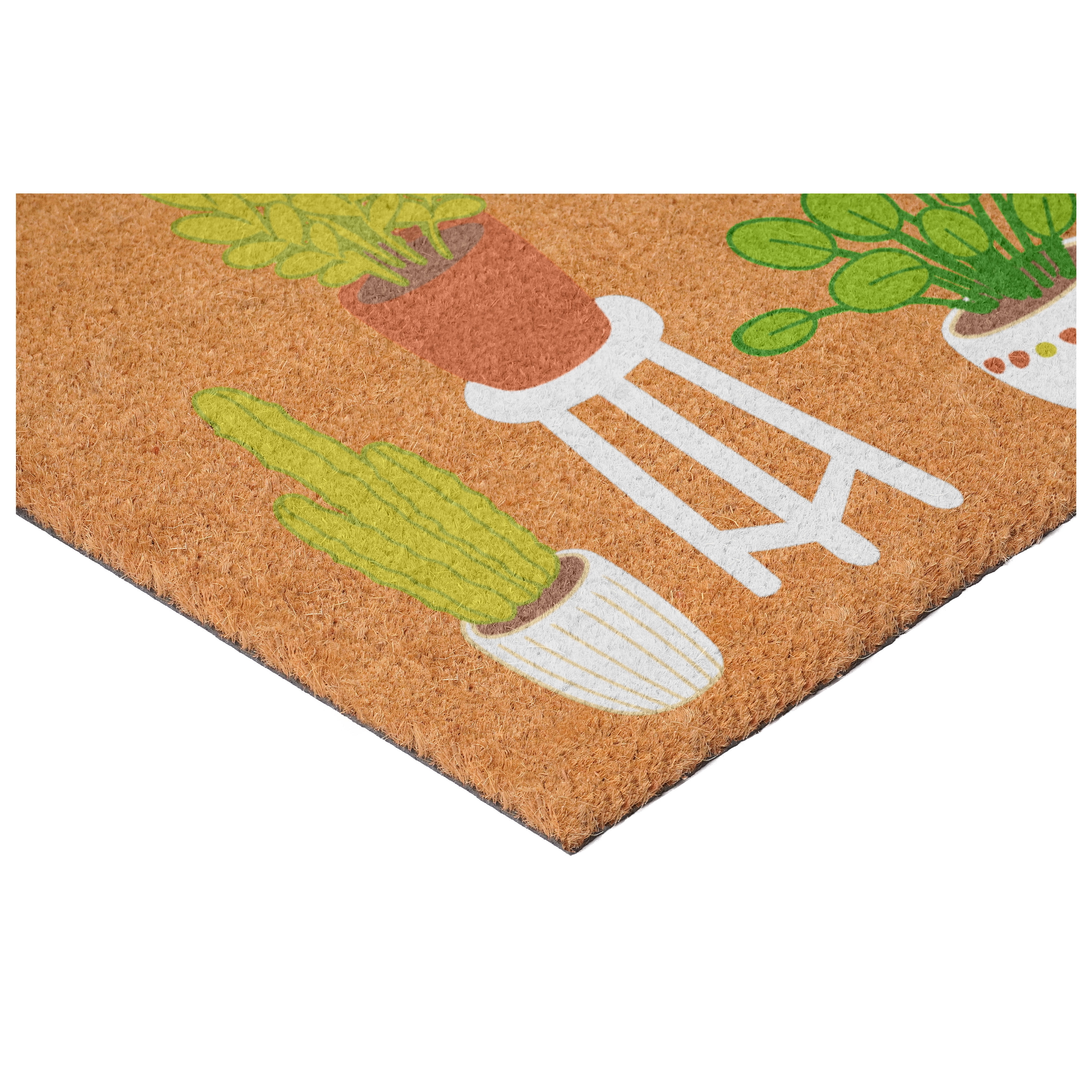 Houseplant Haven Non Slip Vinyl Backing, Front Door Mat, Entryway Door Mat, 24"x36"