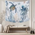 thumbnail image 5 of Blue Turtle Coastal Large Tapestry for Bedroom Wall Hanging Tapestry,Octopus Summer Beach Coral Starfish Seahorse Ceiling Backdrop Tapestries Poster Blanket Wall Decor for Living Room 100" x 59", 5 of 8