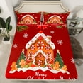 thumbnail image 2 of Castle Fairy Gingerbread Man Snowflake 3Pcs Twin Sheet Sets for Teens Women Men,Red Candy Cane Twin Fitted Sheet,Merry Christmas Xmas Breathable Flat Sheet,Lightweight Room Decor, 2 of 7
