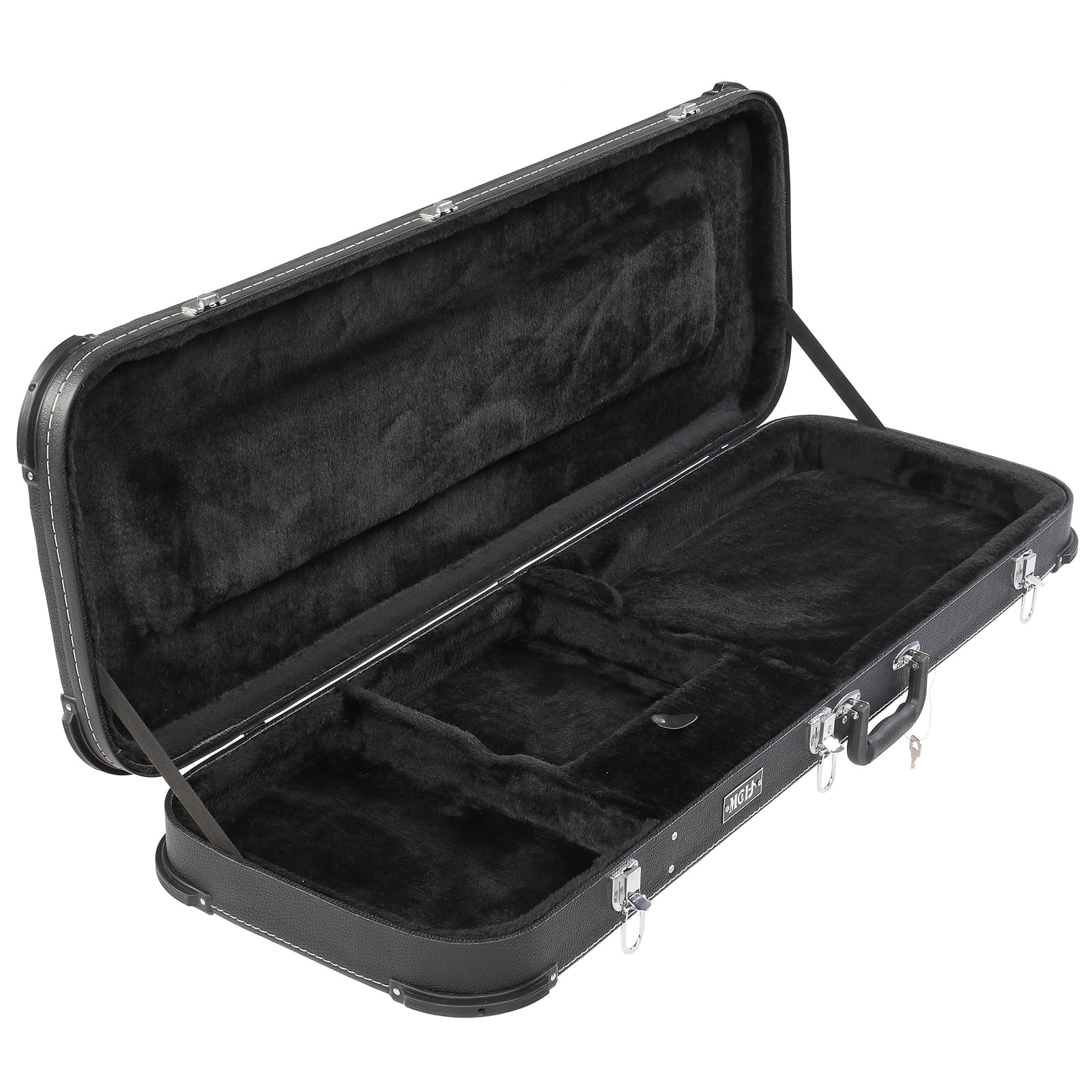 Electric Guitar Hard Case 42In Lockable Wood Frame Plush Interior ST TL 170 Style Protective Sleeve Black Chrome Latches Accessory Storage 8Lbs Impact Resistant Gig Bag Musician Travel Tour Road