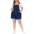 thumbnail image 2 of MODA NOVA Juniors' Plus Size Roll Hem Jeans Tapered Overalls Short Without Tube Top, 2 of 6