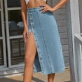 thumbnail image 4 of Women's Irregular Split Denim High Waisted Skirt Jean Skirt Western Skirts for Women Table Skirt Clips Striped Bed Skirt Skater Skirt plus Size Yoga Skirt Long Lace Skirt Preppy Skirt Running Skirt, 4 of 8