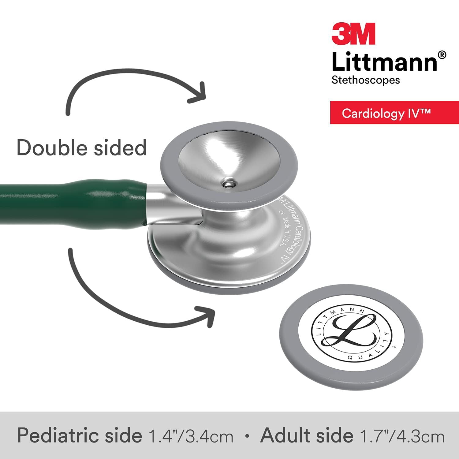 Littmann Cardiology IV Diagnostic Stethoscope 27" Stainless Steel (Green) 6155, More Than 2X as Loud