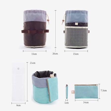 Travel Cosmetic Bags Barrel Makeup Bag,Women&Girls Portable Foldable  Cases,Euow Multifunctional Toiletry Bucket Bags Round Organizer Storage  Pocket 