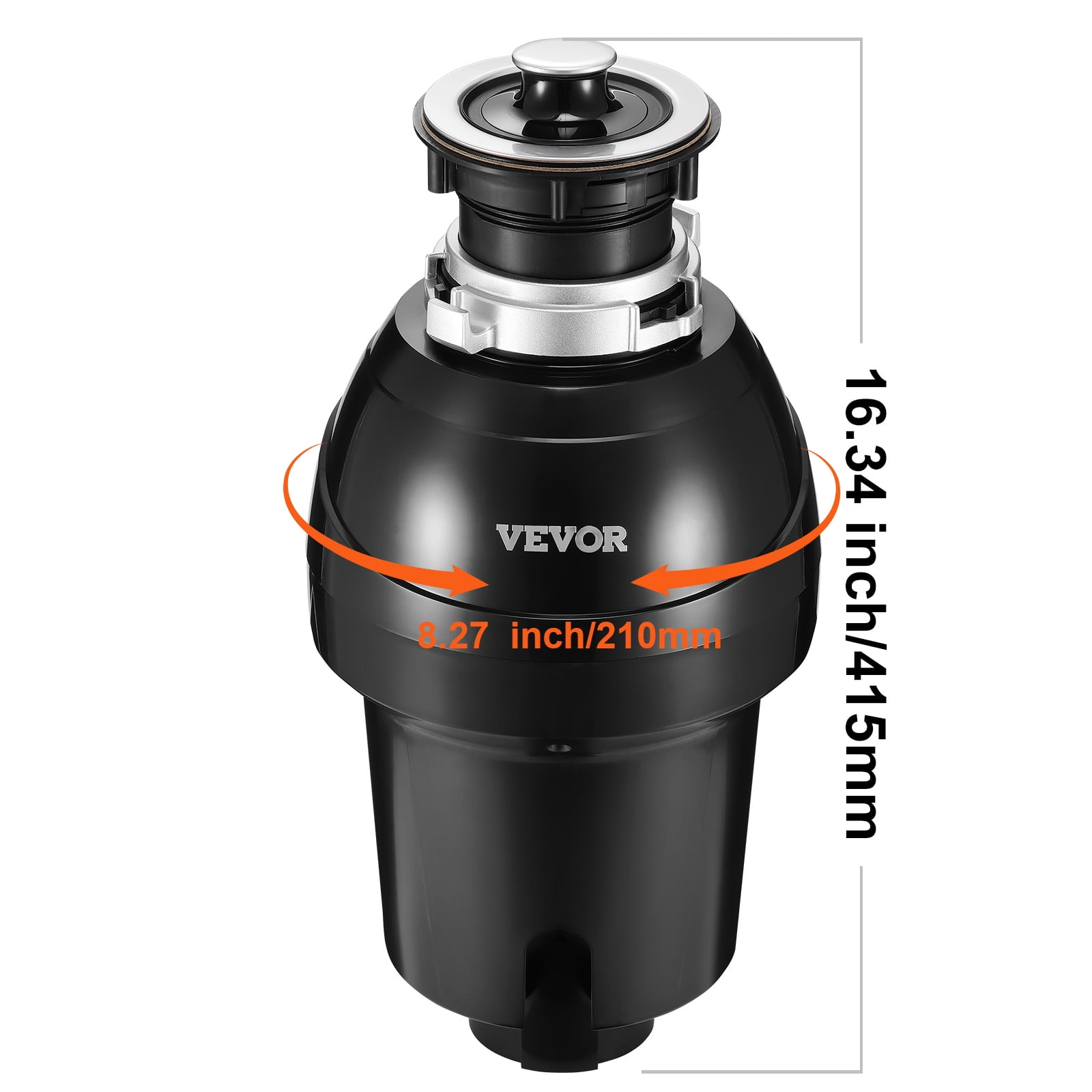 VEVOR Garbage Disposal, 1HP 3270RPM Continuous Feed Food Waste Disposer, EZ Connect Food Waste Grinding System with Sound Reduction, Power Cord & Splash Guard for Kitchen Sinks