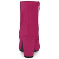 thumbnail image 2 of BLISSFUL STEP Women's Side Zipper Block Heel Ankle Boots Hot Pink 8, 2 of 7
