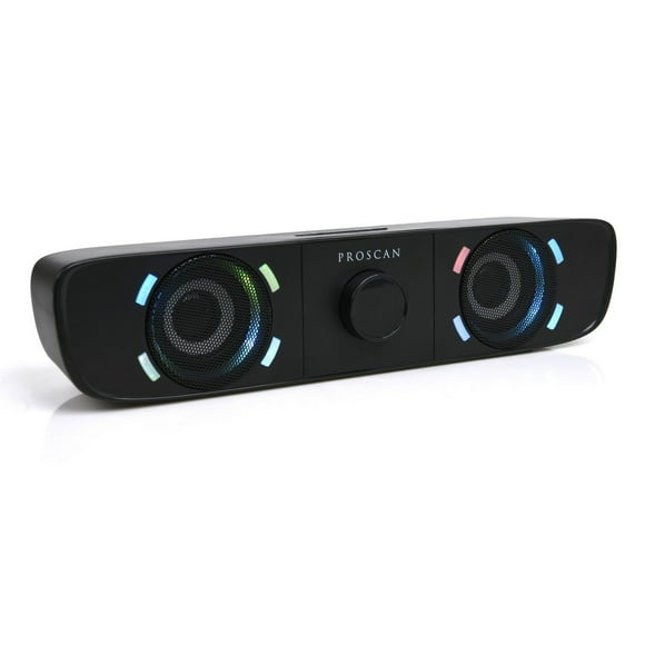 Proscan Bluetooth Light-Up LED Speaker/Soundbar with FM Radio - Black