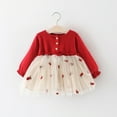 thumbnail image 2 of Zanarzt Baby Girls' Cotton Dress Toddler Kids Girls Floral Long Sleeve Mesh Tulle Ball Gown Dress Princess Clothes Red,0-12 Months, 2 of 8