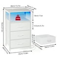 thumbnail image 3 of Tomnk Nightstands Set of 2, Bed Side Table with Charging Station, LED Night Stand with 3 Fabric Drawers, White, 3 of 8