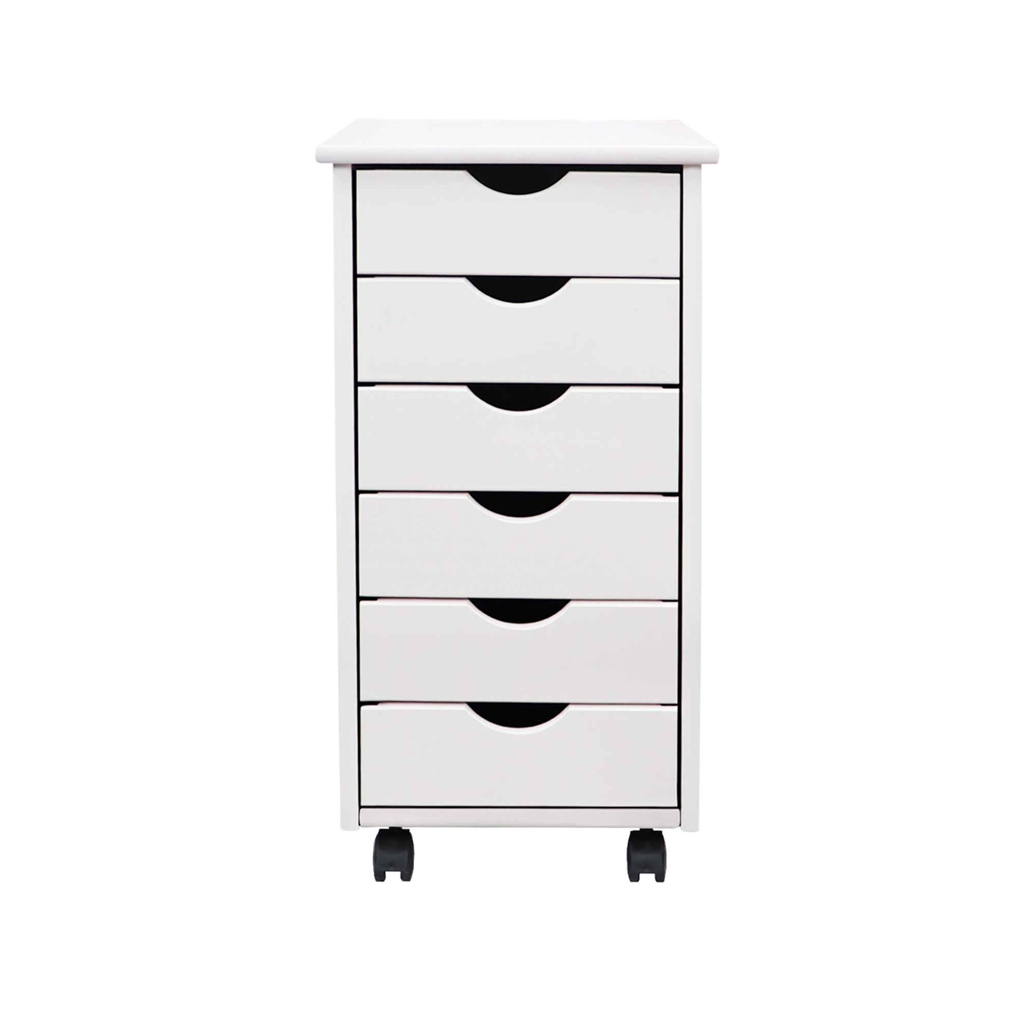 Adeptus Original Roll Cart, Solid Wood, 6 Drawer Roll Cart, White  (13.4" L x 15.4" W x 25.4" H) - image 5 of 9
