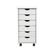 Adeptus Original Roll Cart, Solid Wood, 6 Drawer Roll Cart, White (13.4 L x 15.4 W x 25.4 H)