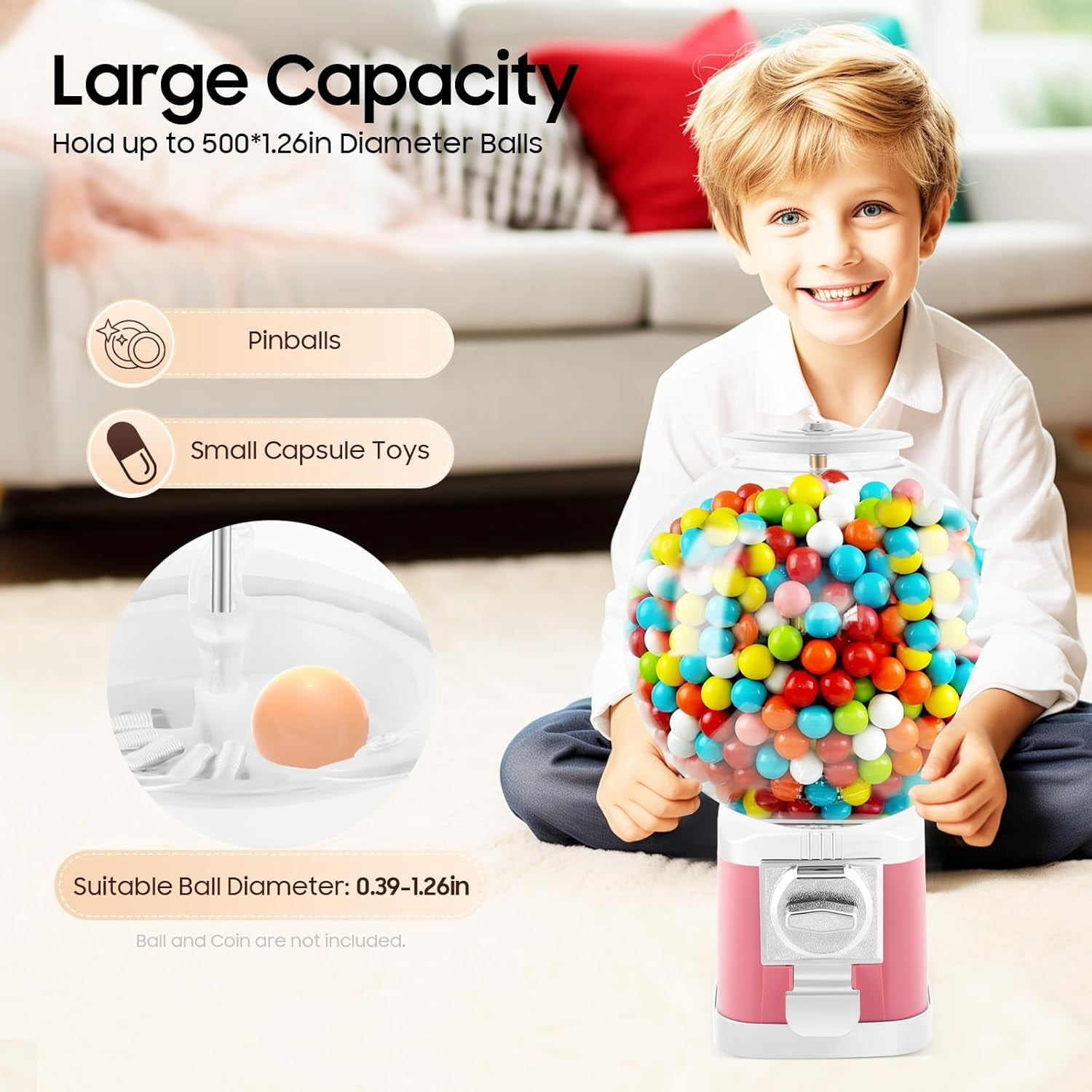 Vending Machine, 1 Dollar Twister Ball Dispenser, Commercial Big Capsule Twister Ball Candy Vending Machine w/2 Keys for Amusement Parks Hypermarkets Parks & Game Halls