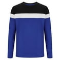 thumbnail image 4 of USNSM Men's T-Shirt Casual Workout Color Block Slim Fit Shirt Round Neck Long Sleeve Pullover Tops Blue XL, 4 of 6
