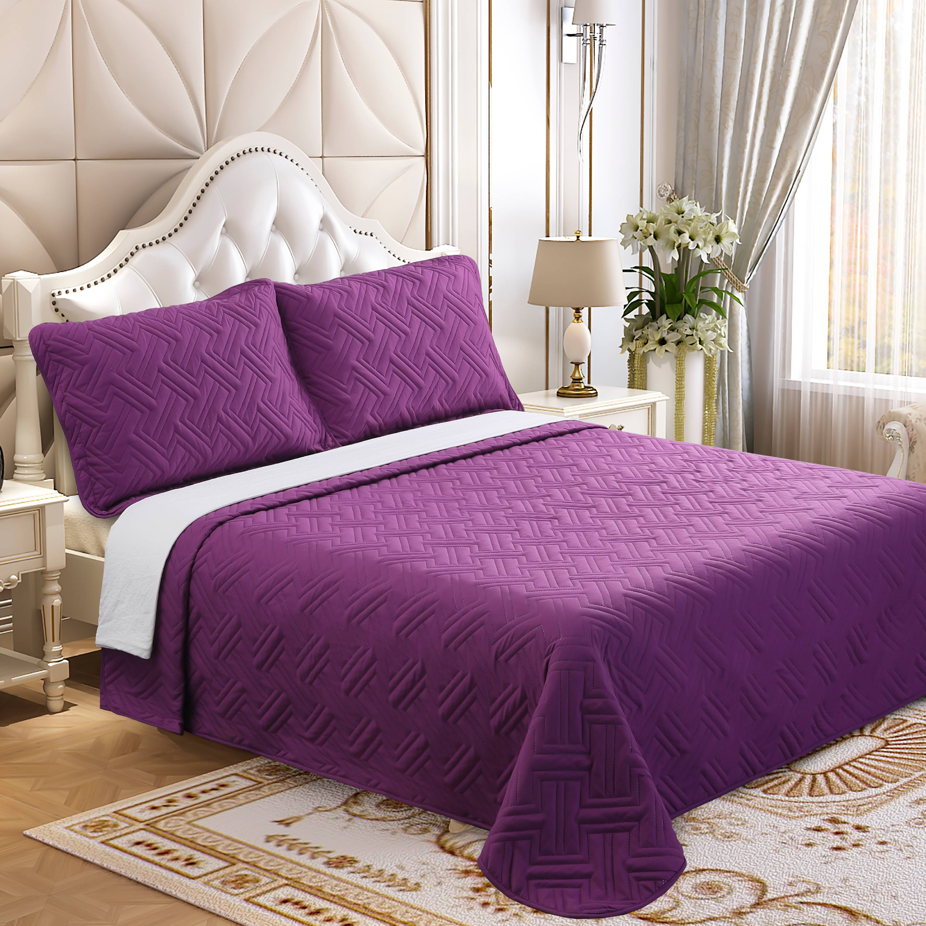 3 PC FULLQUEEN QUILT SET MICROFIBER EMBOSSED PURPLE Walmartcom Botticelli bedding comforter gold luxury austin horn italian antique rust sage beddingsuperstore classics category piece shipping