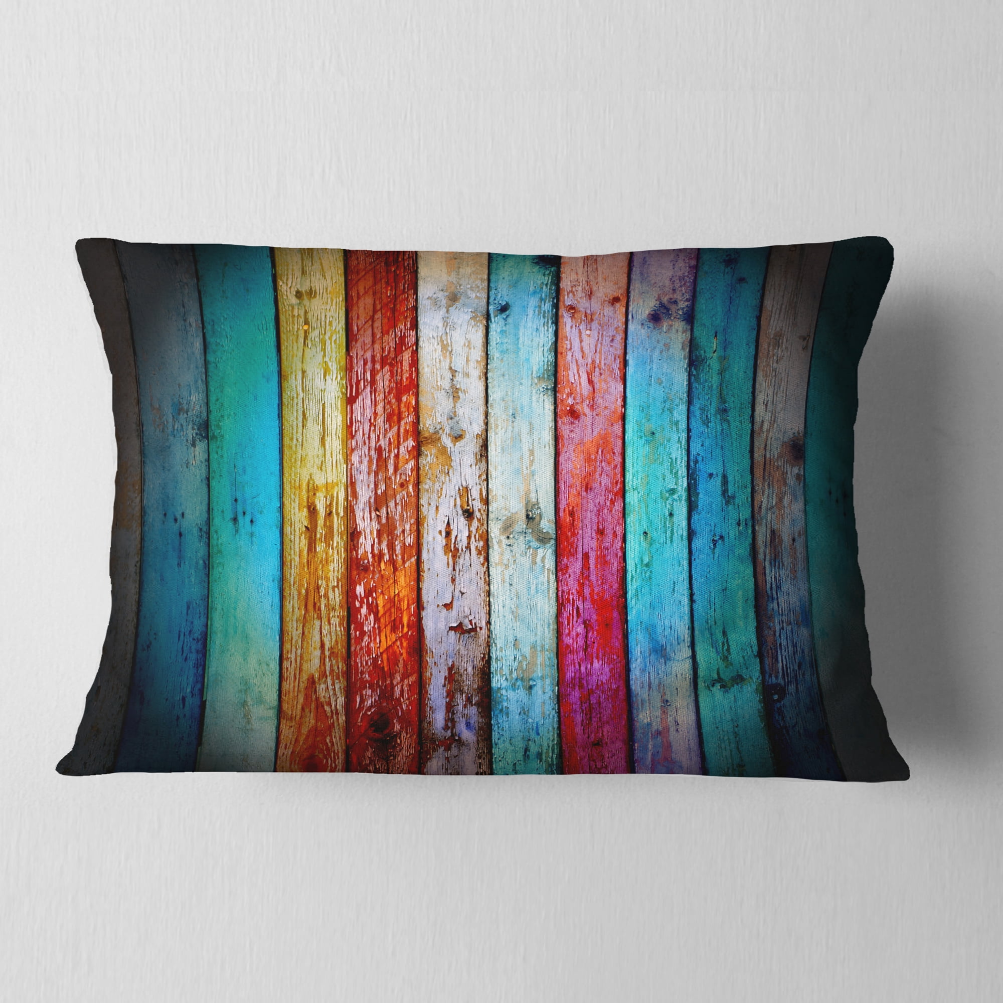 Designart Vintage Wooden Pattern - Contemporary Throw Pillow - 12x20