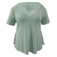 thumbnail image 5 of KHONTS Women's Plus Size V Neck Scalloped T Shirts Dressy Casual Blouse Loose Fitted Short Sleeve Tees GN1 XXXL, 5 of 5