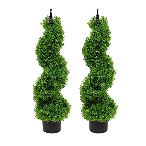 Armada Boxwood Topiary Trees Faux Spiral Artificial Feaux Plants Green