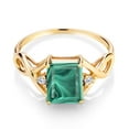 thumbnail image 2 of Gem Stone King 3.58 Ct Green Malachite E-F Lab Grown Diamond 18K Yellow Gold Plated Silver Ring (Size 6), 2 of 5