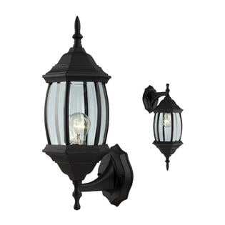 Interpretations Outdoor Fixture - Outdoor Exterior Wall Light Fixture Lantern Porch Patio Downlight/Uplight, Black