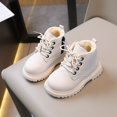 thumbnail image 3 of Botas de algodón de invierno para niñas, botas Martin cálidas con forro polar de color sólido para niños, botas cortas de moda con cremallera lateral para niños, 3 of 6