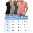 thumbnail image 2 of LAVA Women V Neck Summer Tops Business Casual Zipper Shirts Short Sleeve Blouses (Pink, M), 2 of 9